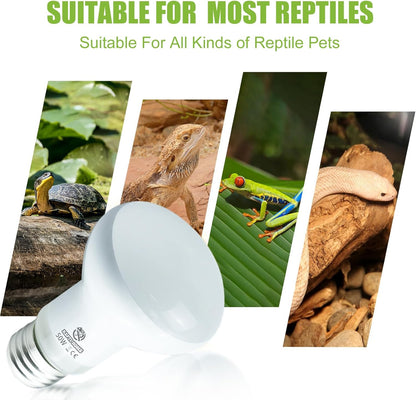 Reptile Heat Lamp Bulbs, 2 Pack 50W Simulate Natural Sunlight Heat Light Bulb, Amphibian Terrarium Basking Spot Lamp for Reptile, Bearded Dragon, Lizard, Turtle, Snake