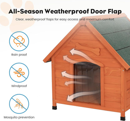 Solid Wood Dog House Comfortable Outdoor Shelter for Medium-Sized and Smaller Dog Sturdy, Durable and Easy to Clean,Can DIY,33.5’’D×30.7’’W×32.3’’H