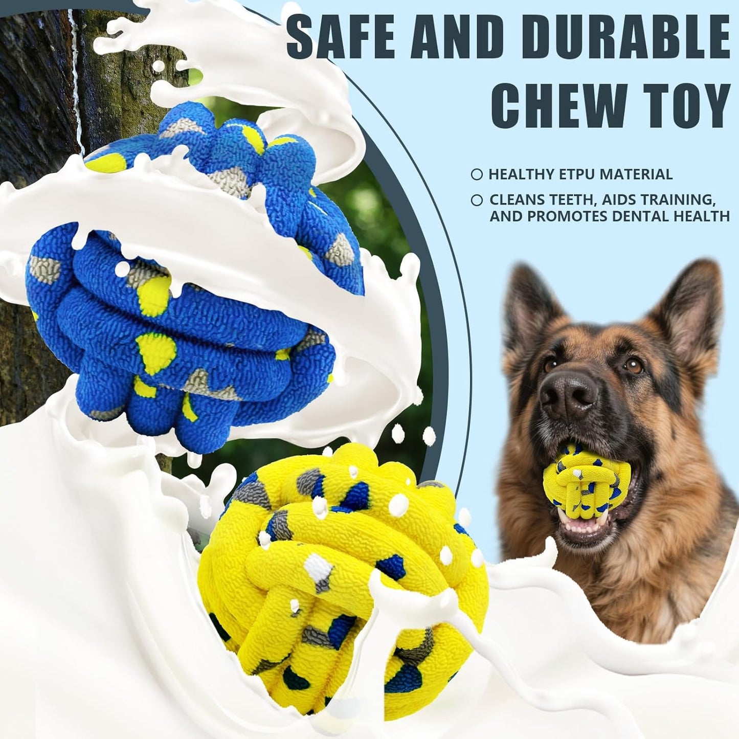 Dog Balls Tennis Ball Toys Dog Toy for Aggressive Chewers Indestructible Teething Chew Toys Water Toy Fetch Ball for Dogs (2 Pack)