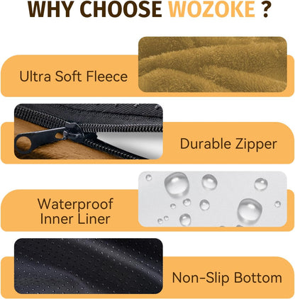 Orthopedic Washable Large Dog Bed: Cooling Dog Bed with Bolsters - Jumbo Bed Waterproof Removable Cover Non-Slip Bottom for Extra Large Sized - Orange