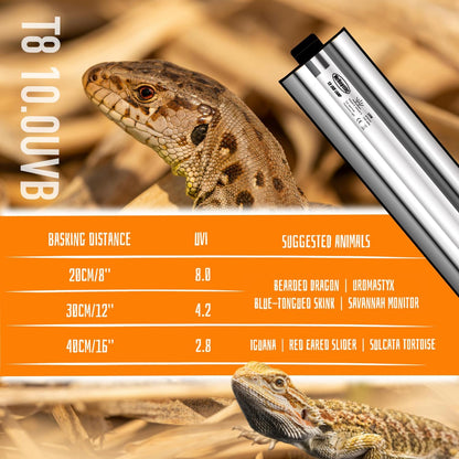 MRREPTILE T8 UVB Reptile Light, 15W 10.0 UVB Lamp for Desert Reptiles, Bearded Dragon UVB Light Bar, UVB Reptile Liner Light Fixture and Tube Bulb