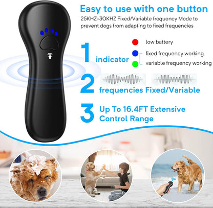 New Anti Barking Device, Dog Barking Control Devices,Rechargeable Ultrasonic Dog Bark Deterrent up to 16.4 Ft Effective Control Range Safe for Human & Dogs Portable Indoor & Outdoor(Black)