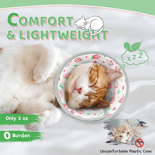 Cat Cone Collar Soft to Stop Licking, Adjustable, Foldable Lightweight Kitten Cones After Surgery Recovery for Cats & Kittens, Cat Cone Alternative (PinkWhite, M)
