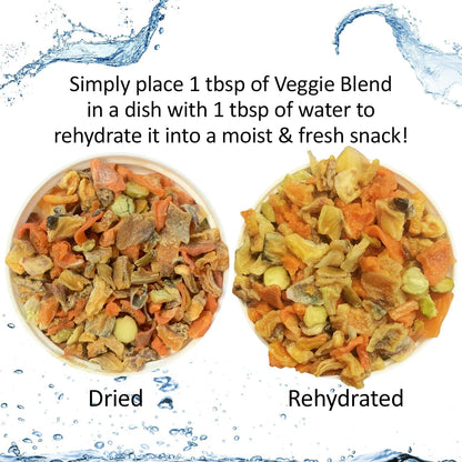 Veggie Blend - Healthy Natural Mixed Dried Vegetable Treat - Sweet Potatoes, Carrots, Peas - for Degus, Chinchillas, Sugar Gliders, Hedgehogs, Guinea Pigs & Small Pets… (8 Ounce (Pack of 1))