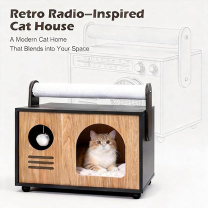 Modern Luxury Cat House & Condo – Indoor Wooden Cat Furniture with XL Lounge, Hammock, Scratching Posts & Climbing Platforms