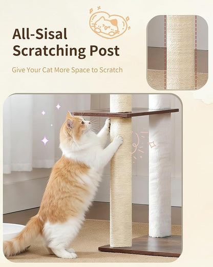 Heybly Cat Tree, 70.5 Inch Wood Tall Cat Tower for Large Indoor Cats with Extra Stable Structure, Modern Cat Furniture with All-Sisal Scratching Posts, Cat Condo & Hammocks, Rustic Brown HCT121SR