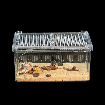 Breathable and Secure Reptile Tank with high Transparency - Ideal Container House for Hermit Crab, Tarantula Enclosure, Cricket Habitat or Jumping Spider Habitat (S)