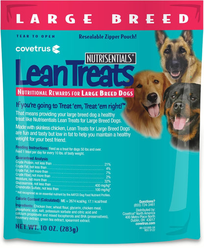 Covetrus Nutrisential Lean Treats for Large Dogs - Soft Dog Treats for Large Dogs - Nutritional Low Fat Bite Size - Chicken Flavor - 10oz - 8 Pack