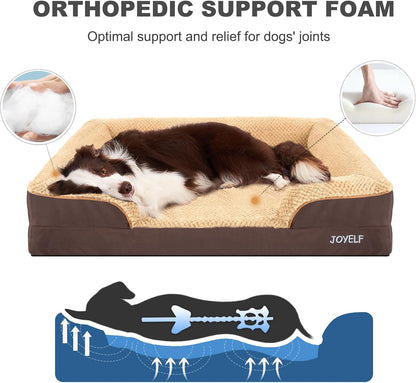 JOYELF Orthopedic Dog Bed for Large Dogs, Waterproof & Washable Cover, Nonskid, Coffee