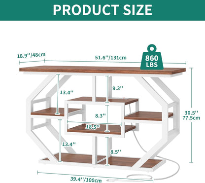 YITAHOME Heavy Duty 55-75 Gallon Fish Tank Stand with Power Outlet, Marble Aquarium Stand for Fish, Turtle, Reptile Terrarium, Shelves for Fish Tank Accessories Storage, 860LBS Capacity, White & Walnut