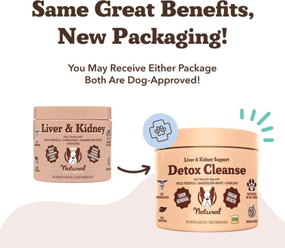 Natural Dog Company Liver & Kidney Supplement for Dogs – 90 Soft Chews with Milk Thistle, Cranberry, Dandelion Root, Turmeric & Astragalus – Supports Liver Function, Kidney Health & Overall Wellness