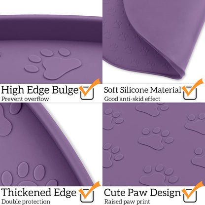 KPWACD Dog Food Mat Anti-Slip Bowl Mats for Food and Water, High-Lips Waterproof Pet Placemat Prevent Messy Spills to Floor, Silicone Puppy Feeding Trays for Large Medium Small Dogs Cats