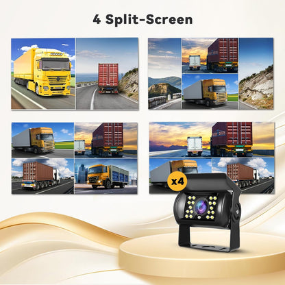 Hikity Backup Camera with Monitor Kit, 9‘’ Car Rear View Monitor with Waterproof 18 IR LED Night Vision Reverse Camera + 4 Pins Connector Cable Backup Camera System for RV Bus Trailer Truck