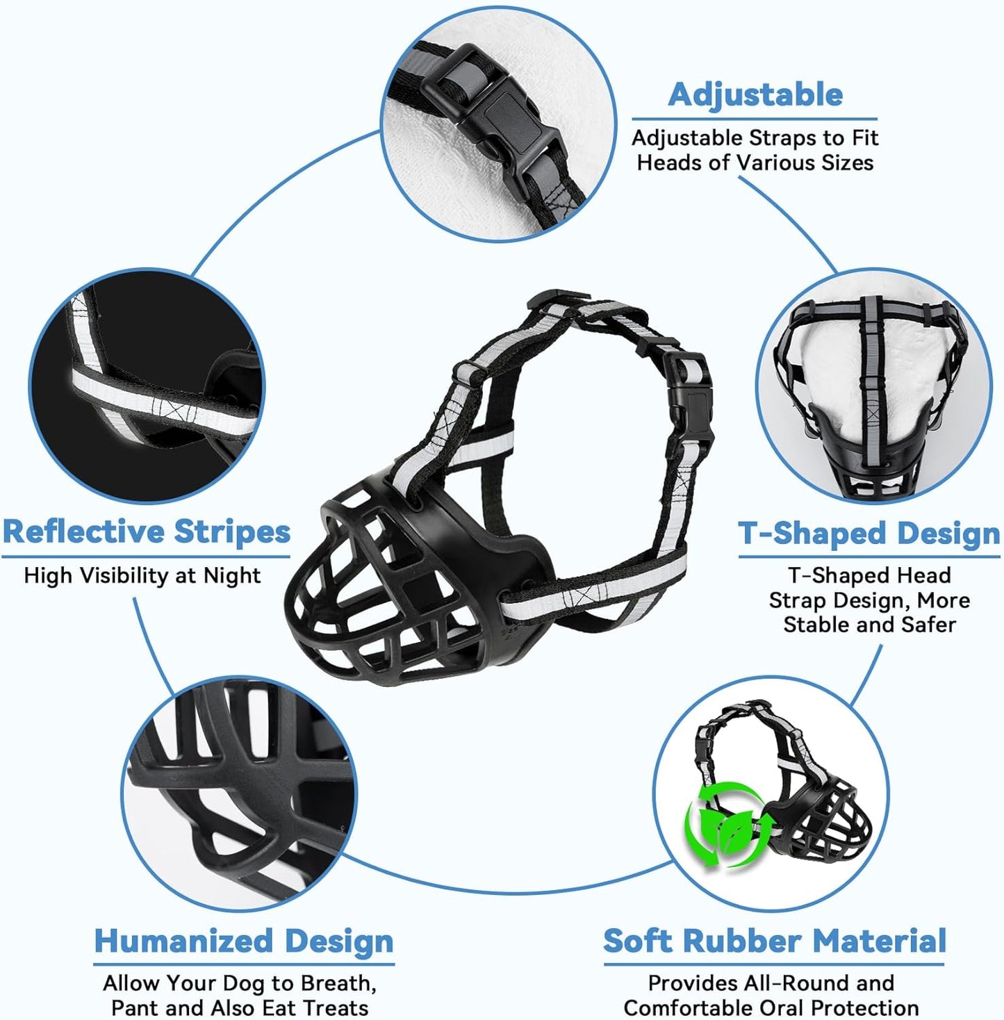 Dog Muzzle for Large Dogs, Breathable Basket Muzzles for Small, Medium and X-Large Aggressive Dog, Allows Panting Drinking, Suitable for Grooming Trimming Training (5, Blacks)