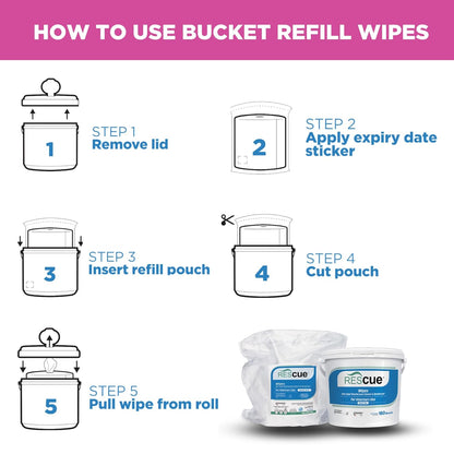 REScue One-Step Disinfectant Cleaner & Deodorizer Wipes for Vet Use – Cleaner for Kennels, Litter Boxes, Vet Offices, Pet Grooming Surfaces – Extra Large Wipes, 160-Count Bucket Refill (1 Pack)