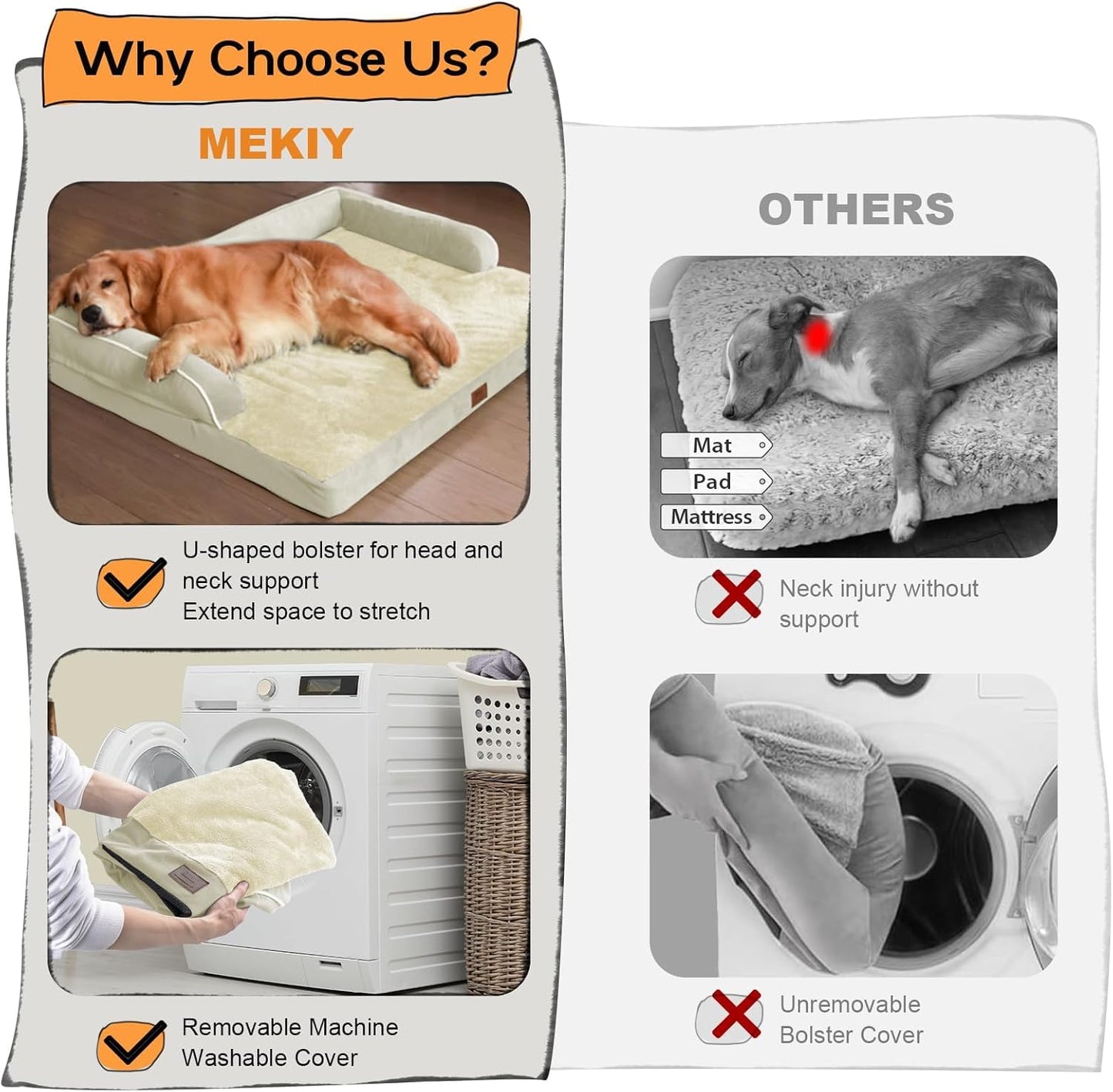 Small Dog Bed Waterproof Orthopedic Dog Beds for Medium Sized Dogs Comfy Pet Cat Bed with Sides, Washable Removable Cover