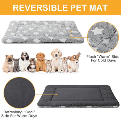 4 Pcs Washable Dog Crate Mat Kennel Pad Replaceable Reversible Pet Bed Pad for Crate Pet, Sleeping Mat for Small, Medium, Large Dog Machine Washable(18 x 24 x 1.6 Inch,Gray)