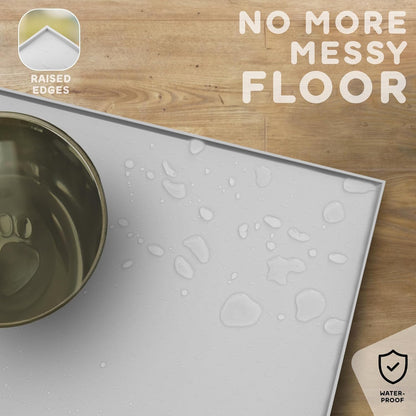 Dog Food Mat - 24x15 Raised Edges Dogs Mat for Food and Water Prevent Spill, Waterproof Cat Food Mats Protect Floors, Easy Clean Dog Bowl Mats for Food and Water, Silicone Pet Feeding Placemats Mist