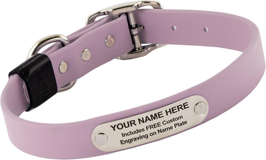 Biothane Custom Dog Collar – Waterproof, Stink-Proof Personalized Collar with Name & Phone Number – Durable, Many Sizes and Colors – Assembled in USA (Lilac Purple)