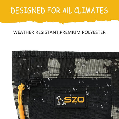 SZO Dog Treat Pouch with Pet Training Clicker, Dog Training Treat Pouch with Waist Belt Clip, Magnetic Closure, Hands-Free Training - Camo