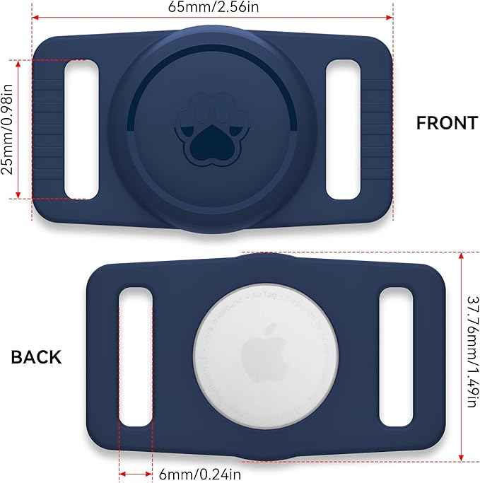 for Airtag Dog Collar Holder 2 Pack,Waterproof Dog Collar Holder for Apple AirTag(Gen 1 & 2),Silicone Air Tags Case for Dog Collars(Navy)