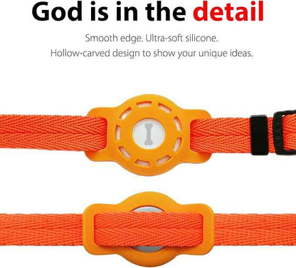 3-Pack AirTag Cat Collar Holder for Apple AirTag 2021, Silicone Air Tag Protective Case for Puppy Dog Collar with Screen Protectors - Black & Orange & White