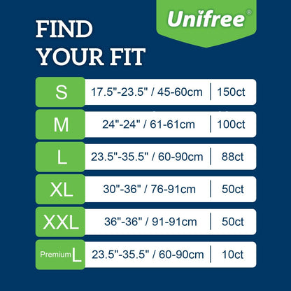 Unifree Disposable Underpads, Bed Pads, Incontinence Pad, Super Absorbent, 40 Count, Blue (XXL 36x36 Inch)