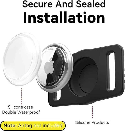 for Airtag Dog Collar Holder 2 Pack,Waterproof Dog Collar Holder for Apple AirTag(Gen 1 & 2),Silicone Air Tags Case for Dog Collars(Black)