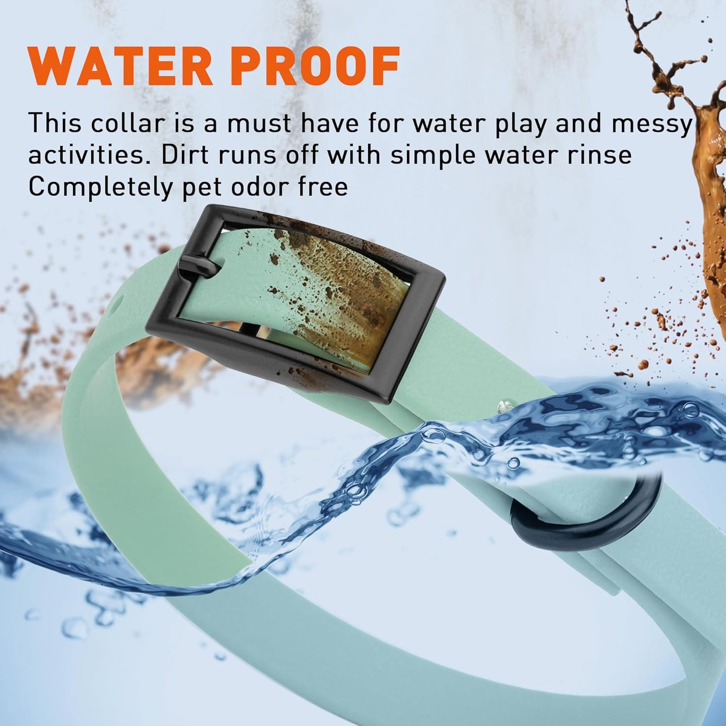 Dogline Biothane Waterproof Dog Collar Strong Coated Nylon Webbing with Black Hardware Odor- Proof for Easy Care Easy to Clean High Performance Fits Small Medium or Large Dogs, Sage Green