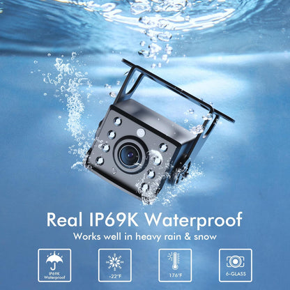 RV Backup Camera Plug and Play, 7'' Backup Camera for Truck Trailer, No Delay, 1080P HD, 2 Channels, 150° Wide Angle, DIY Guide Lines, Night Vision, IP69 Rear View Camera