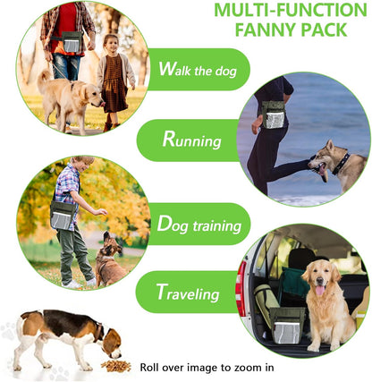 Dog Treat Pouches for Pet Training with Magnetic Closure Treat Pouches for Pet Training,Large Dog Treat Training Pouch and Dog Clicker,Training Treat Pouch Built-in Poop Bag Dispenser-Green