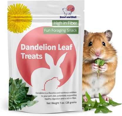 Snout and Shell Dandelion Leaf Treat for Small Pets – 1 oz (28g) | High-Fiber, Natural Foraging Snack for Rabbits, Guinea Pigs, Chinchillas, Squirrels & More