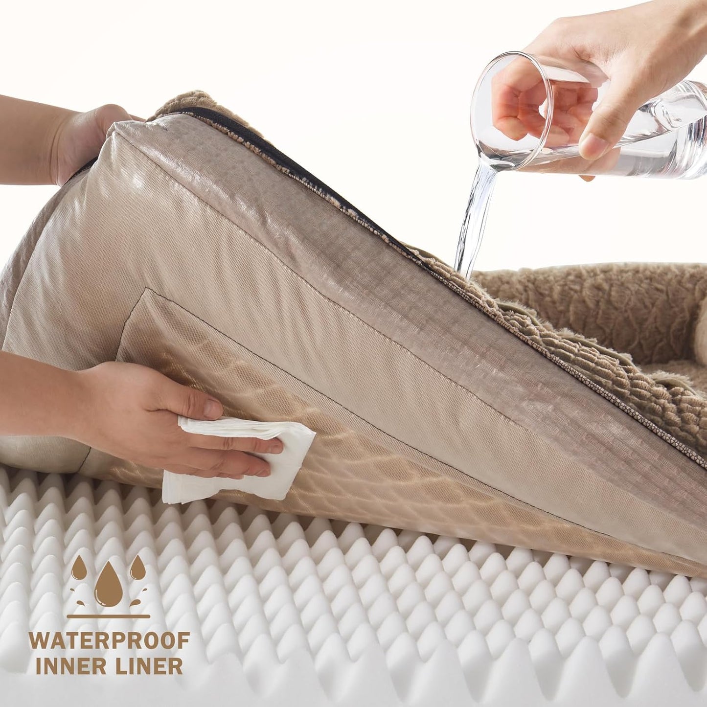 INVENHO Orthopedic Large Dog Dogs, Washable Egg-Crate Memory Foam Dog Couch Bed with Washable Removable Cover, Waterproof Lining and Nonskid Bottom