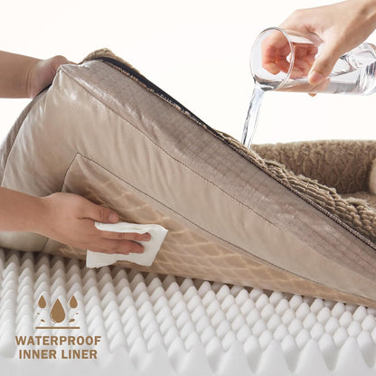 INVENHO Orthopedic Dog Bed Medium Size, Washable Egg-Crate Memory Foam Dog Couch with Washable Removable Cover, Waterproof Lining and Nonskid Bottom