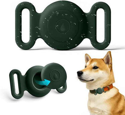 Dog Safety Pendant, Collar Holder for AirTag 2nd & 1st Gen, Pet Tracker Accessory for Dog GPS Tracking, Durable Silicone, Waterproof & Shock-Resistant, Anti-Scratch Anti-Loss,Dark Green, Medium