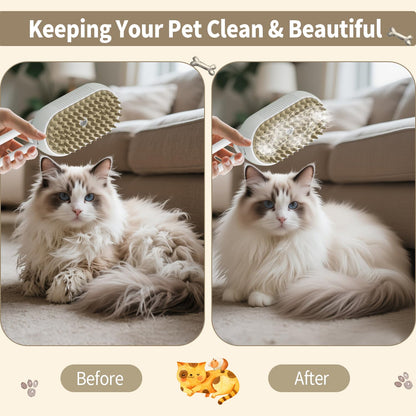 New Cat Steam Brush for Shedding Dog Brush with Steam Pet Hair Cleaning Brush Comb for Spray 4 in 1 Pet Grooming Soft Silicone Brush for Long & Short Haired Pets (White)