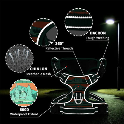 Timos No Pull Dog Harness,No Choke Front Clip Dog Reflective Harness,Adjustable Soft Padded Pet Vest with Easy Control Handle for Medium Dogs,Wilderness,M