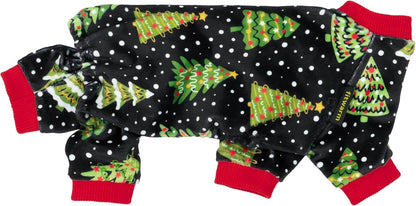 Fitwarm Christmas Tree Dog Pajamas, Christmas Clothes for Small Dogs Boy Girl, Holiday Pet Outfit, Black, Red, Green, Yellow, Large