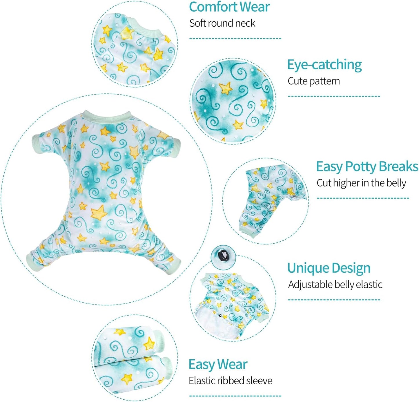 CuteBone Small Dogs Outfit Soft Puppy Onesies Pjs Dog Pajamas Pet Coat Cat Apparel Comfy Doggie Jumpsuit Bodysuit for All Seasons P279S