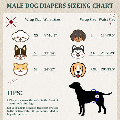 Reusable Dog Diapers Male, Premium Washable Belly Bands for Male Dogs Extra Large, Pack of 5, High Absorbing Male Dog Wraps for Doggie & Puppy in Incontinence or Excitable Urination and Training(XL) - Pawvie