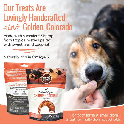 Smart Cookie All Natural Soft Dog Treats - Shrimp & Coconut - Healthy Dog Treats for Allergies, Sensitive Stomachs - Chewy, Grain Free, Human-Grade, Made in The USA - 5oz Bag, 2 Pack