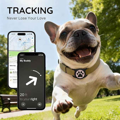 for Airtag Dog Collar Holder, Dog Airtag Holder Waterproof, Lightweight & Soft Silicone Air Tag Case for Pet Collars, Works with Multiple Tracker Tag Products (Black & Pink, 1 Pack)