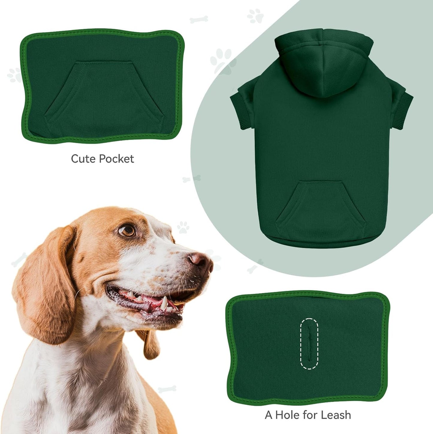 Dog Sweaters for Large Dogs Dog Hoodie Pet Sweater Solid Soft Brushed Fleece Pet Clothes Hoodie Sweatshirt with Pocket(Green-XL)
