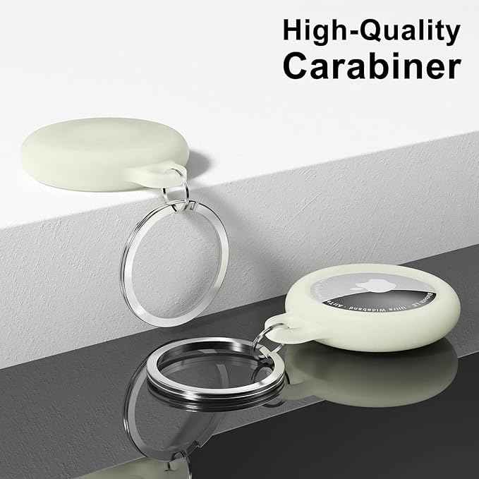oakxco for Airtag Keychain Silicone, Airtag Holder with Key Ring, Air Tag Cover Cute Accessories for Kids, Luggage, Car Dog Collar, Car, Compatible with Apple Airtag Case, Glow in Dark Green