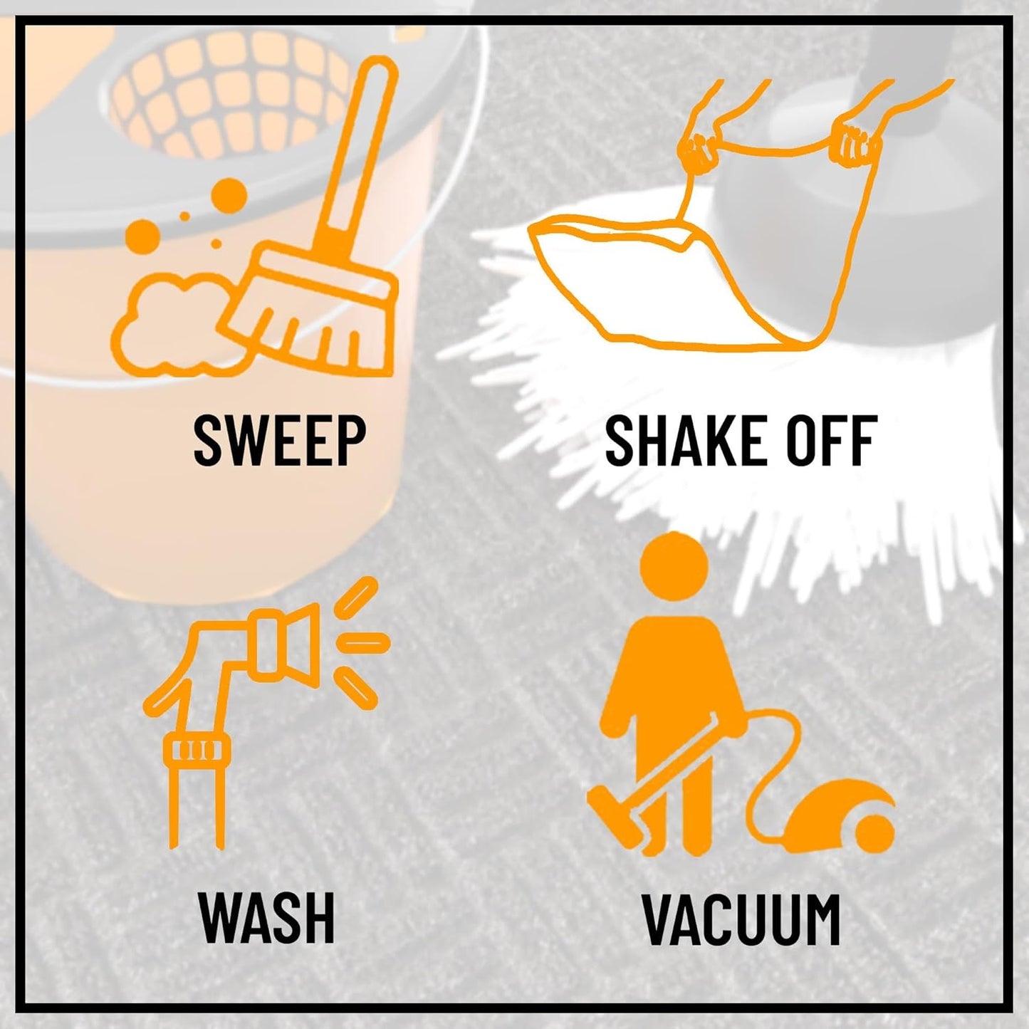 Indoor/Outdoor Hose-Wash Embossed Design Non-Slip Rubber 18" x 30" Modern Entryway Mat for Entryway, Patio, Backyard, Garage, 18" x 30", Charcoal