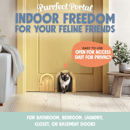 Meow Manor® Cat Door Interior Door - No-Flap, Interior Cat Door for Cats Up to 20 lbs, Easy DIY Setup, Secured Installation in Minutes, No Training Needed…