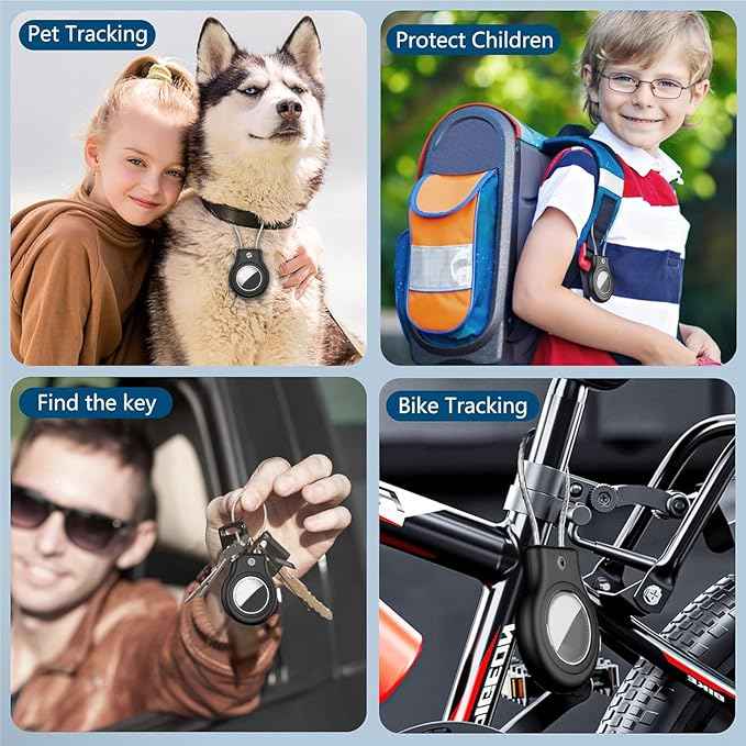 4 Pack Waterproof AirTag Holder for AirTag 1st & 2nd Generation,AirTag Keychain with Secure Lock,AirTags Case Cover for Apple AirTag Accessories for GPS Item Finder Tracker Luggage, Bag,Key,Pet,Black