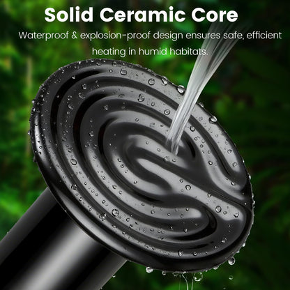 Dual Reptile Light Fixture with 100W Daytime Heat Bulb & 100W Nighttime Ceramic Heat Emitter, 2 Independent Switches, Reptile Heat Lamp Combo Pack - No UVB