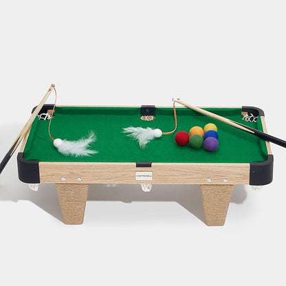 VETRESKA 4 in 1 Cat Toys Mini Pool Table, Gift for Cats, Feather Wand Toy Cat Billiard Ball Puzzle Toy, Pool Table with Scratching Post, Cat Interactive Exercise Play Rest Beds & Furniture