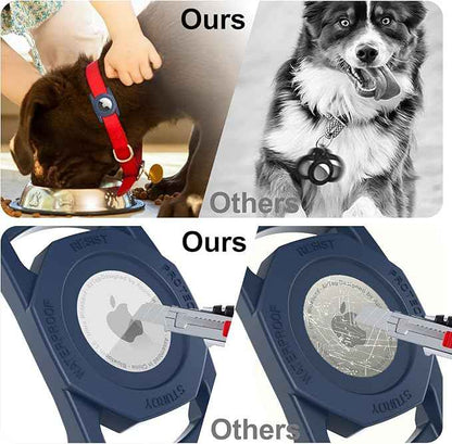 SANKALA Airtag Dog Collar Holder, [1 Pack] Waterproof Airtag Case for Dog Collar, TPU & Silicone Full Body Covered Anti-Lost Apple Air Tag Collar Holder Protective Airtag Case for Pet Collar, Blue